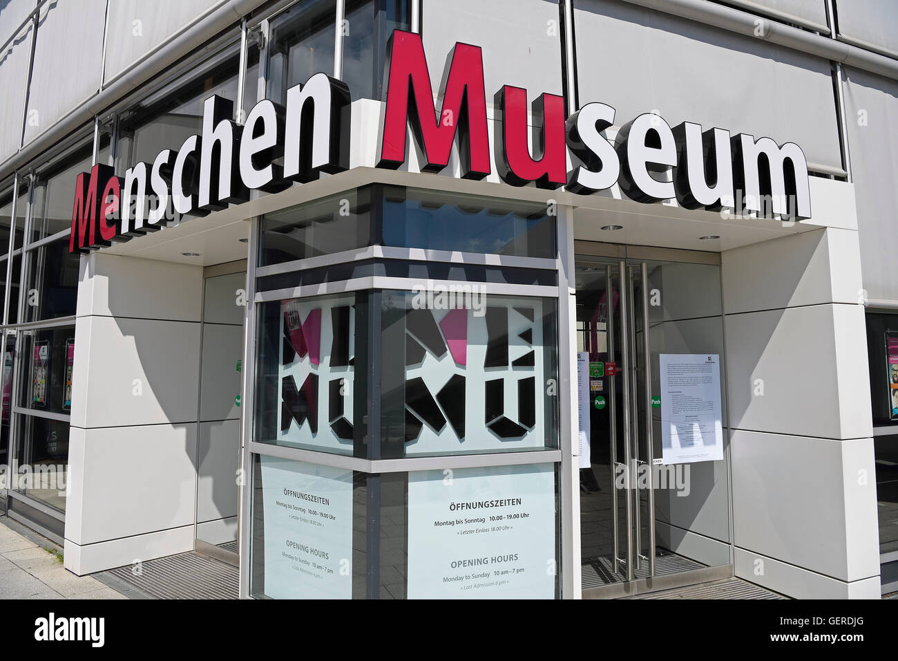 Eingang Dr. Gunter von Hagens, MeMu, Menschen Museum di Berlino, Deutschland Foto Stock