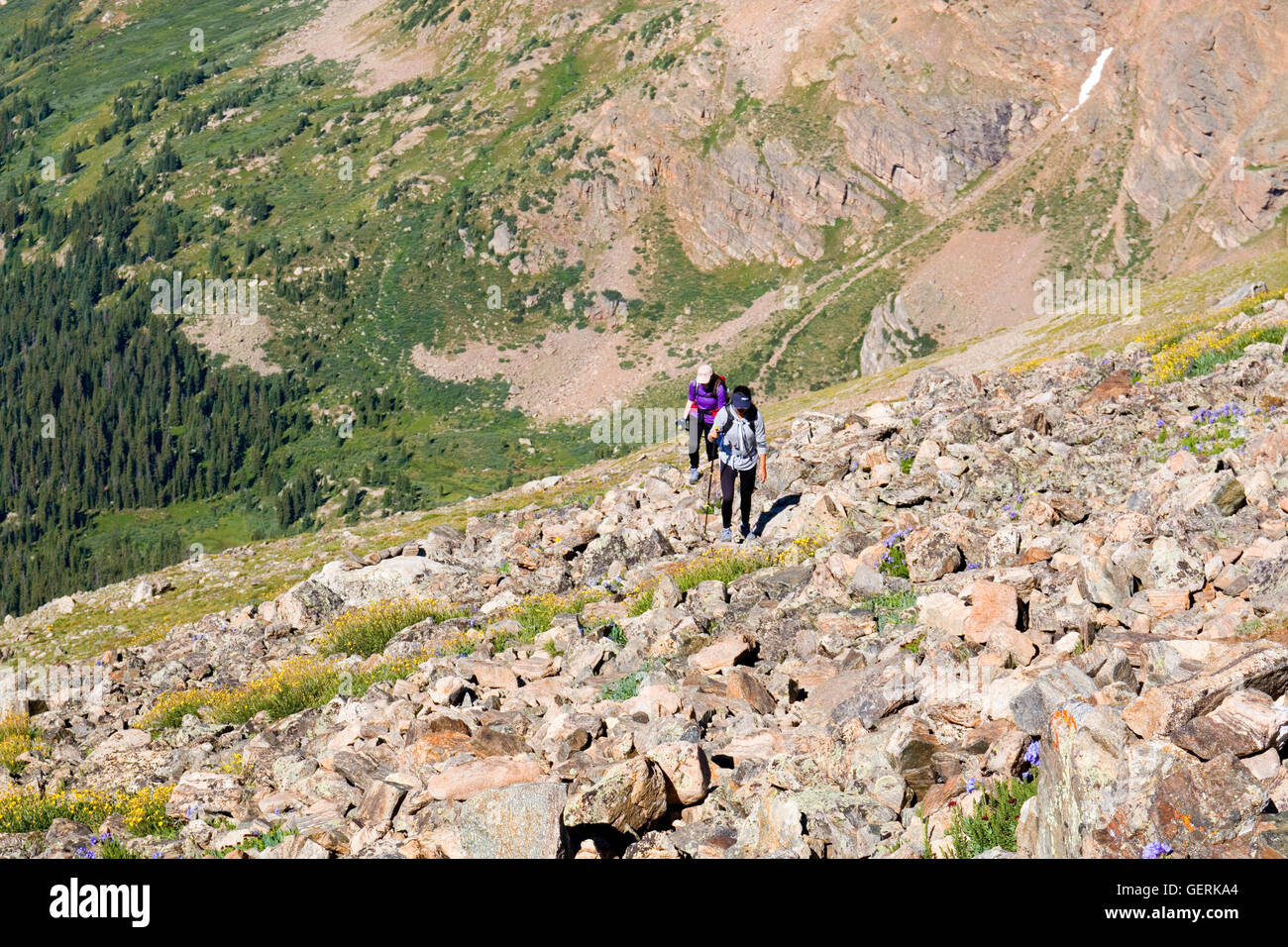 Gli escursionisti sul Monte massiccia Colorado Foto Stock