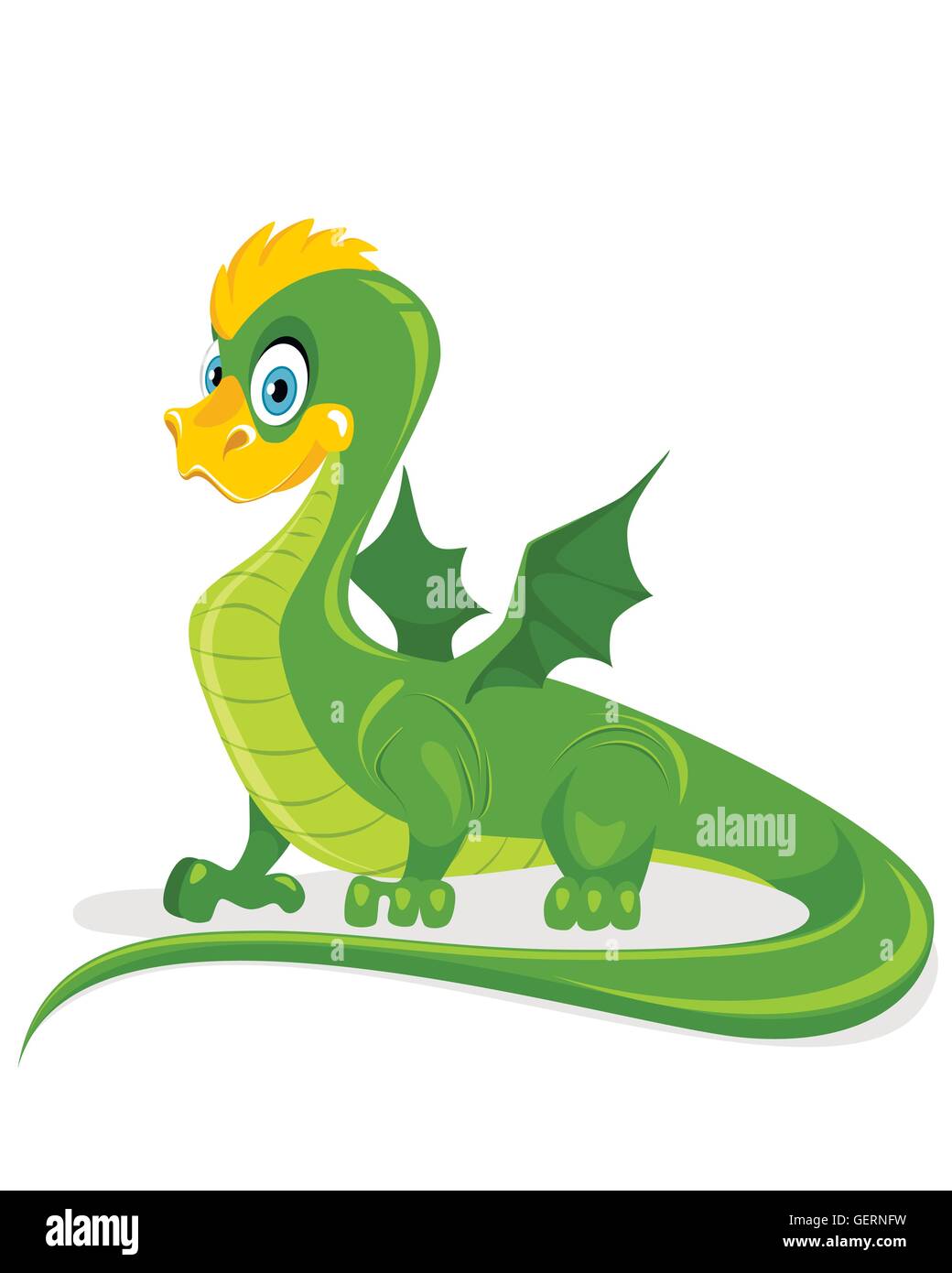 Illustrazione vettoriale di un buffo GREEN DRAGON Illustrazione Vettoriale