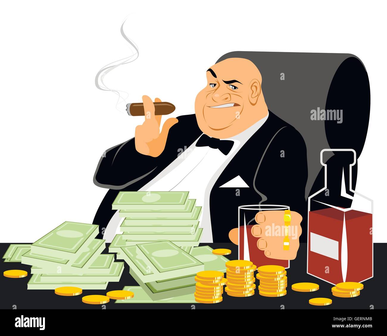 Illustrazione vettoriale di un uomo ricco di fumare Illustrazione Vettoriale