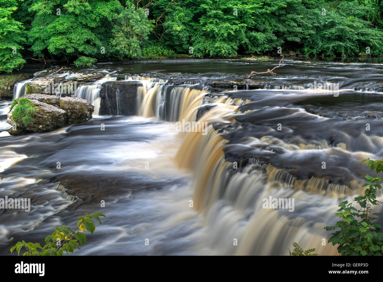 Cascate di Aysgarth nel Parco Nazionale Yorkshire Dales, Inghilterra Foto Stock