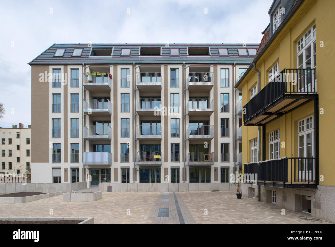 Berlino, Germania, la costruzione di nuovi condomini a Weissensee Foto Stock