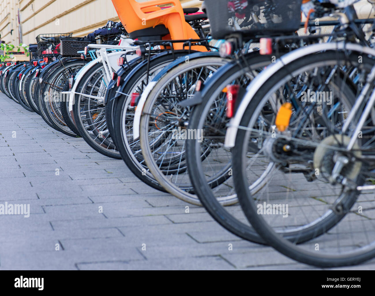 Parcheggio per biciclette Foto Stock