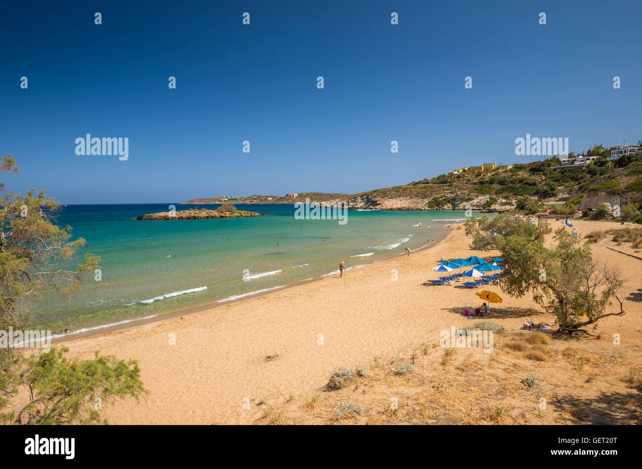 Spiaggia di Kalathas, Creta, Grecia. Kalatha è una delle migliori spiagge di Creta Foto Stock