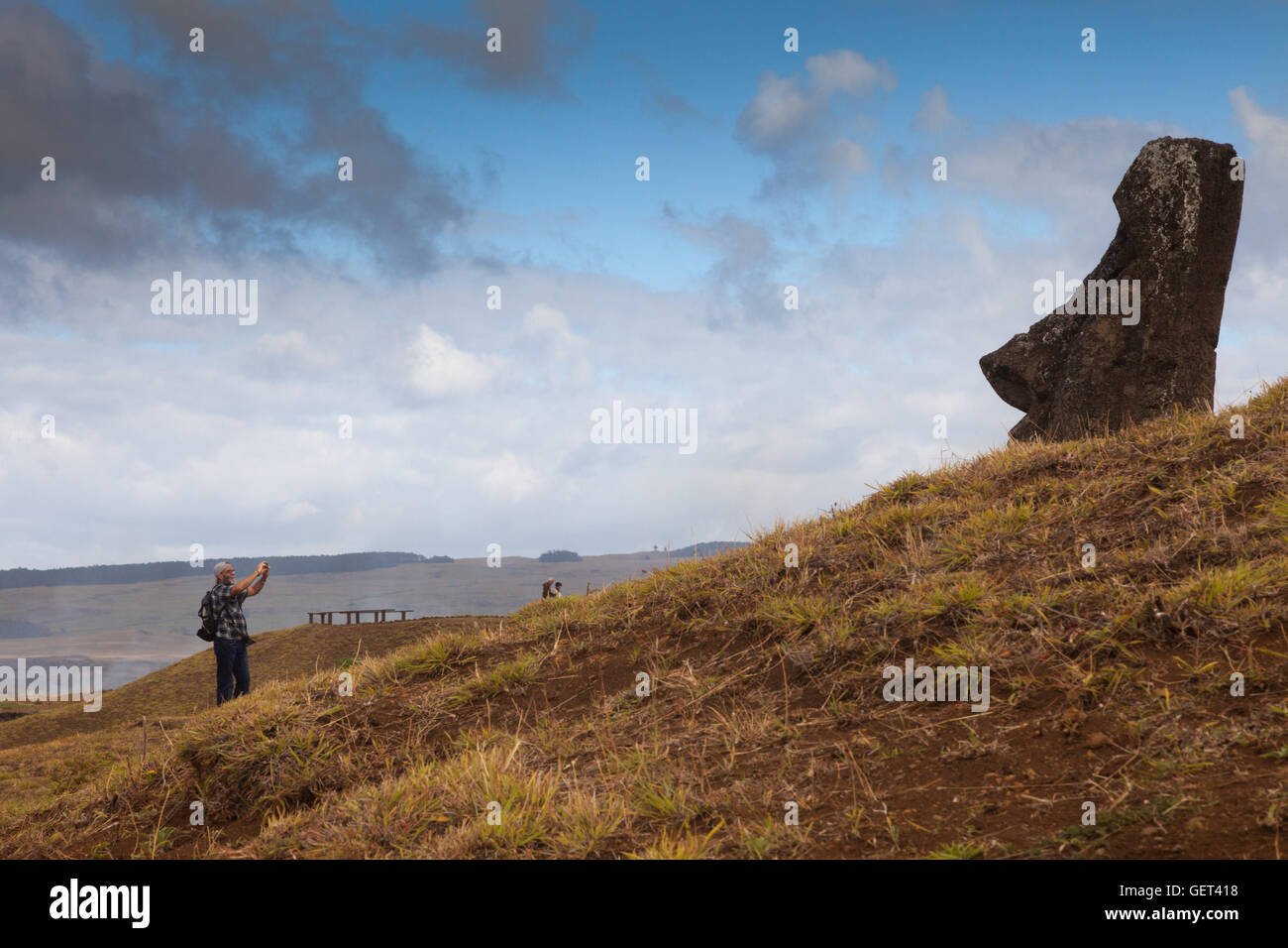Rano Raraku sull'Isola di Pasqua Foto Stock