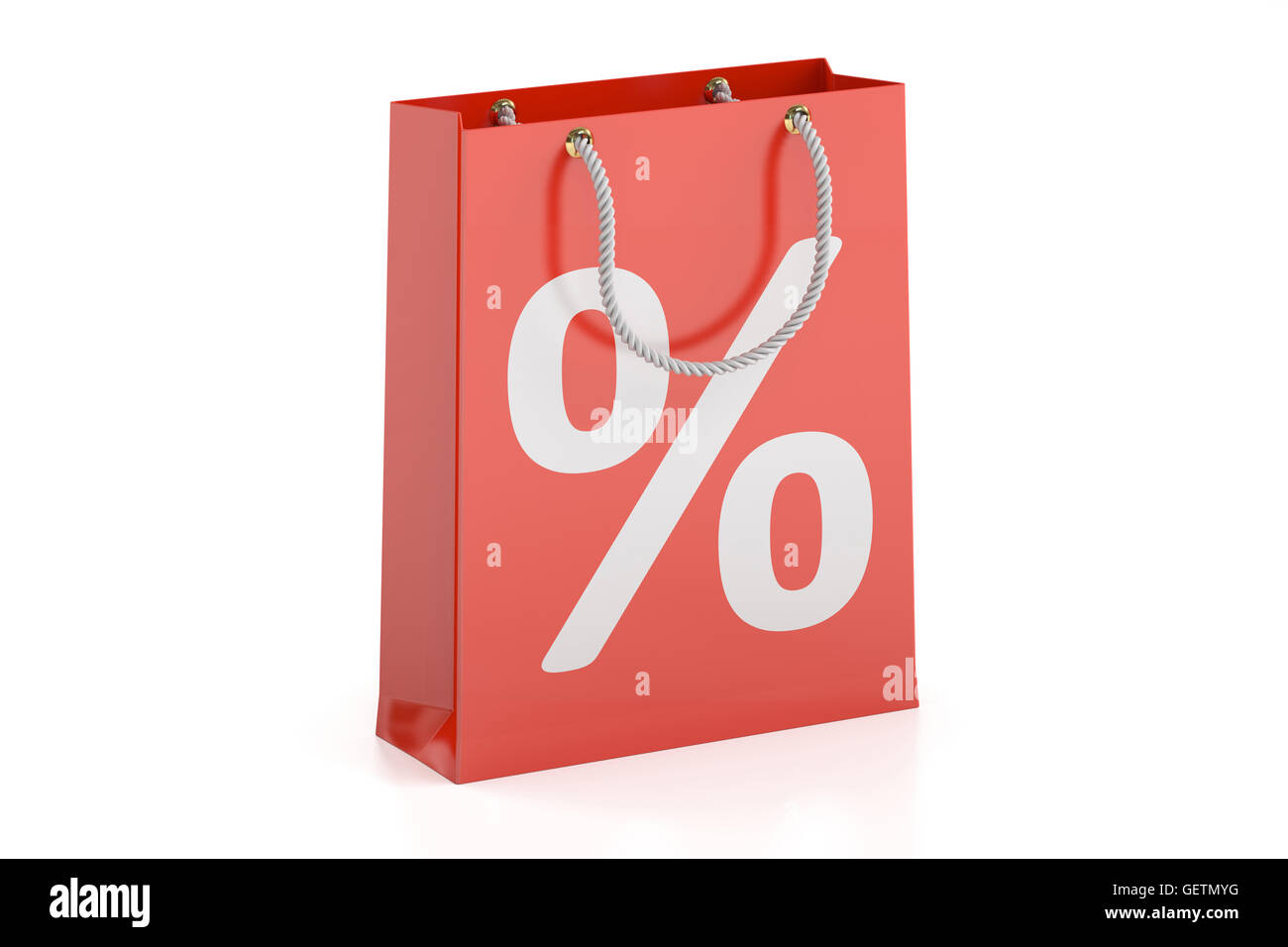 Shopping bag, la vendita e il concetto di sconto. 3D rendering isolati su sfondo bianco Foto Stock