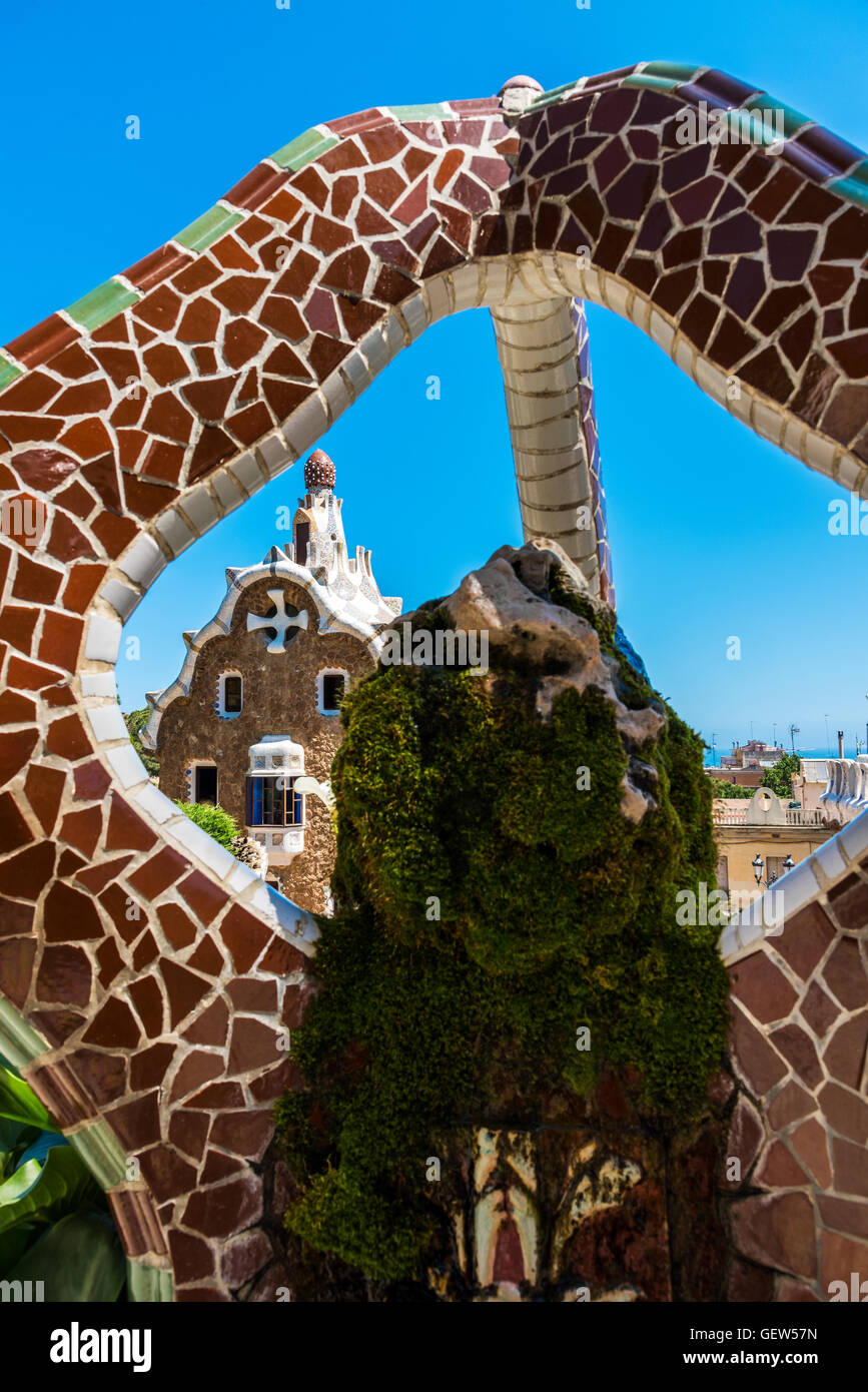 Parco Guell, Barcellona, in Catalogna, Spagna Foto Stock