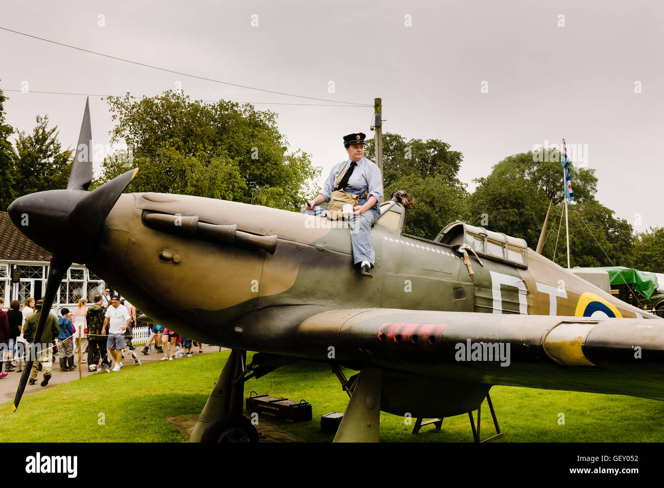Uno Spitfire da combattimento aereo sul display alla guerra e pace Revival evento in Hyte. Foto Stock