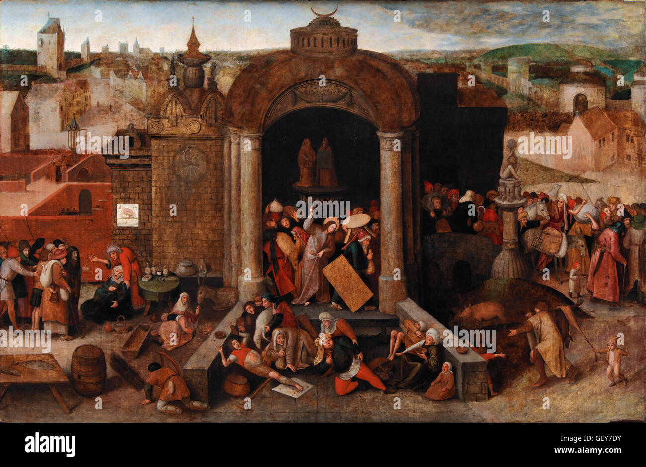 Pieter Bruegel il Vecchio - Cristo guida i commercianti dal tempio Foto Stock