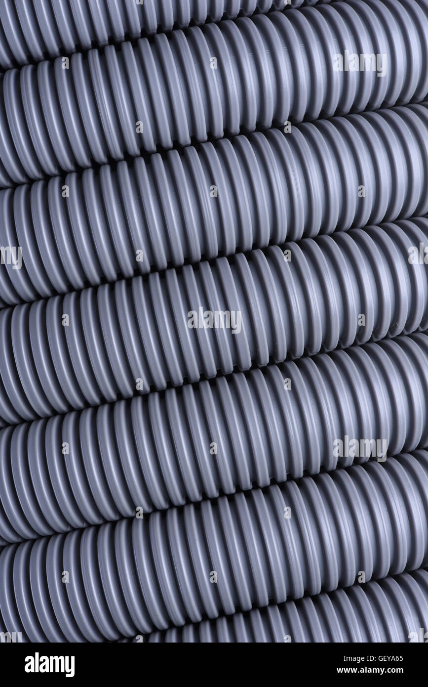 Tubo corrugato per l'installazione del cavo elettrico Foto Stock