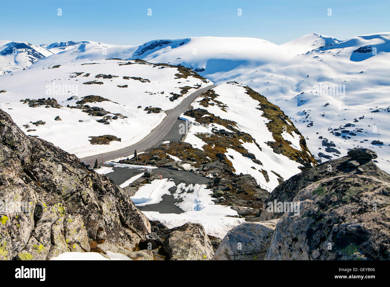 Strada di Montagna Dalsnibba, Norvegia Foto Stock