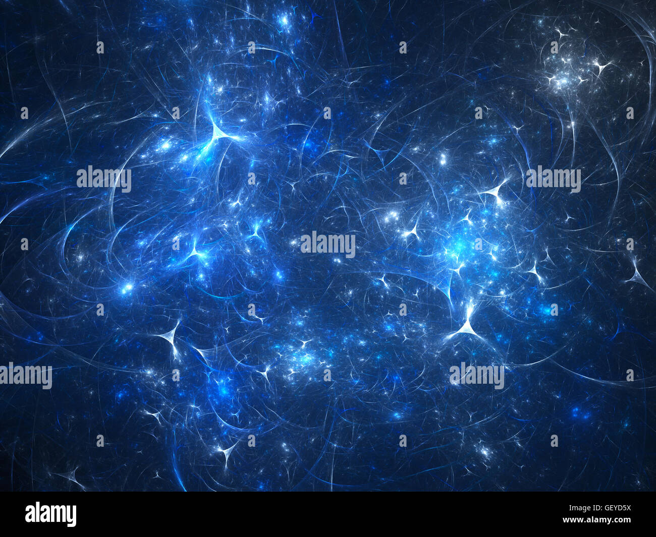 Blu brillante sinapsi in spazio, generato dal computer sfondo astratto Foto Stock