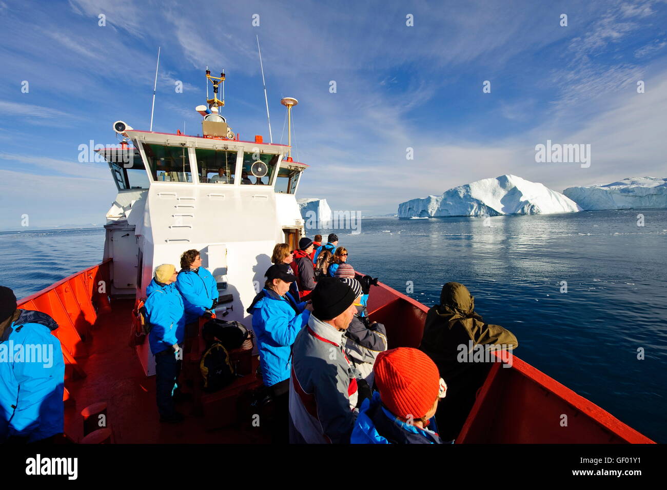 Geografia / viaggi, Groenlandia, west coast, Ilulissat, fiordo di ghiaccio, crociera attraverso il fiordo di ghiaccio, iceberg, Foto Stock