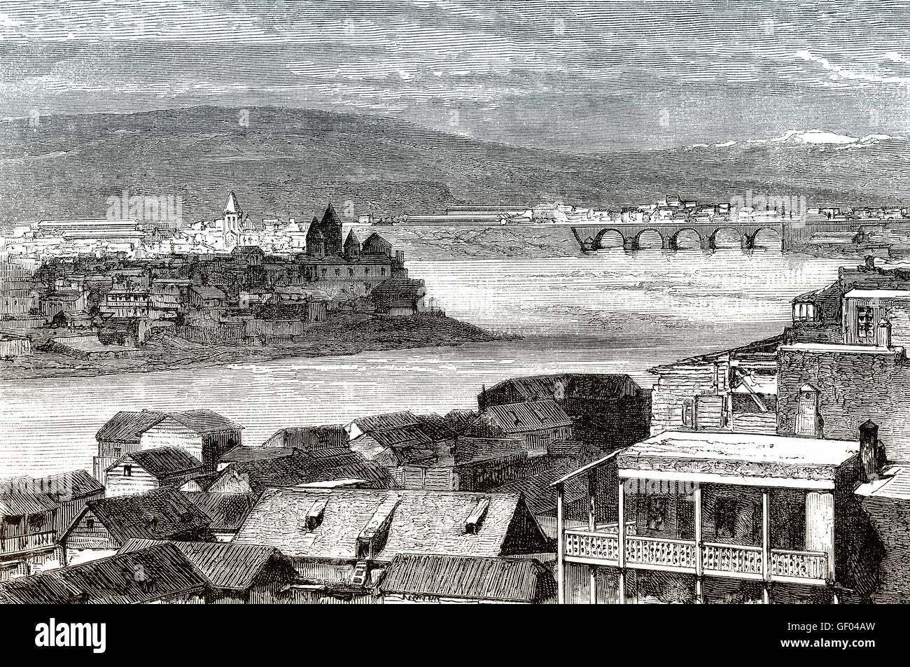 O di Tbilisi Tbilisi, capitale della Georgia, la regione del Caucaso meridionale di Eurasia, secolo XIX Foto Stock