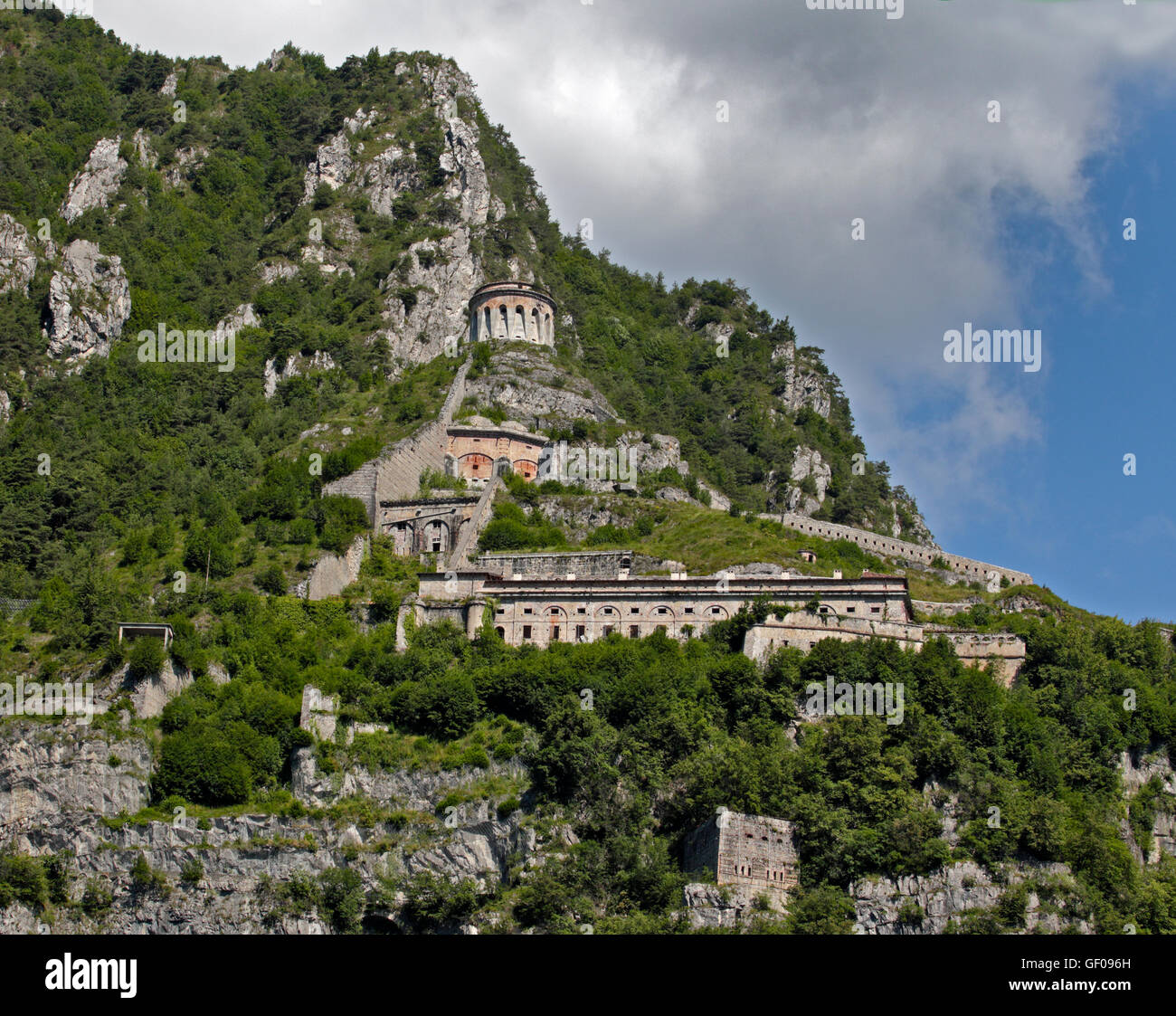 Rocca d'Anfo fortezza storica, Anfo, lago d Idro, Lombardia, Italia Foto Stock