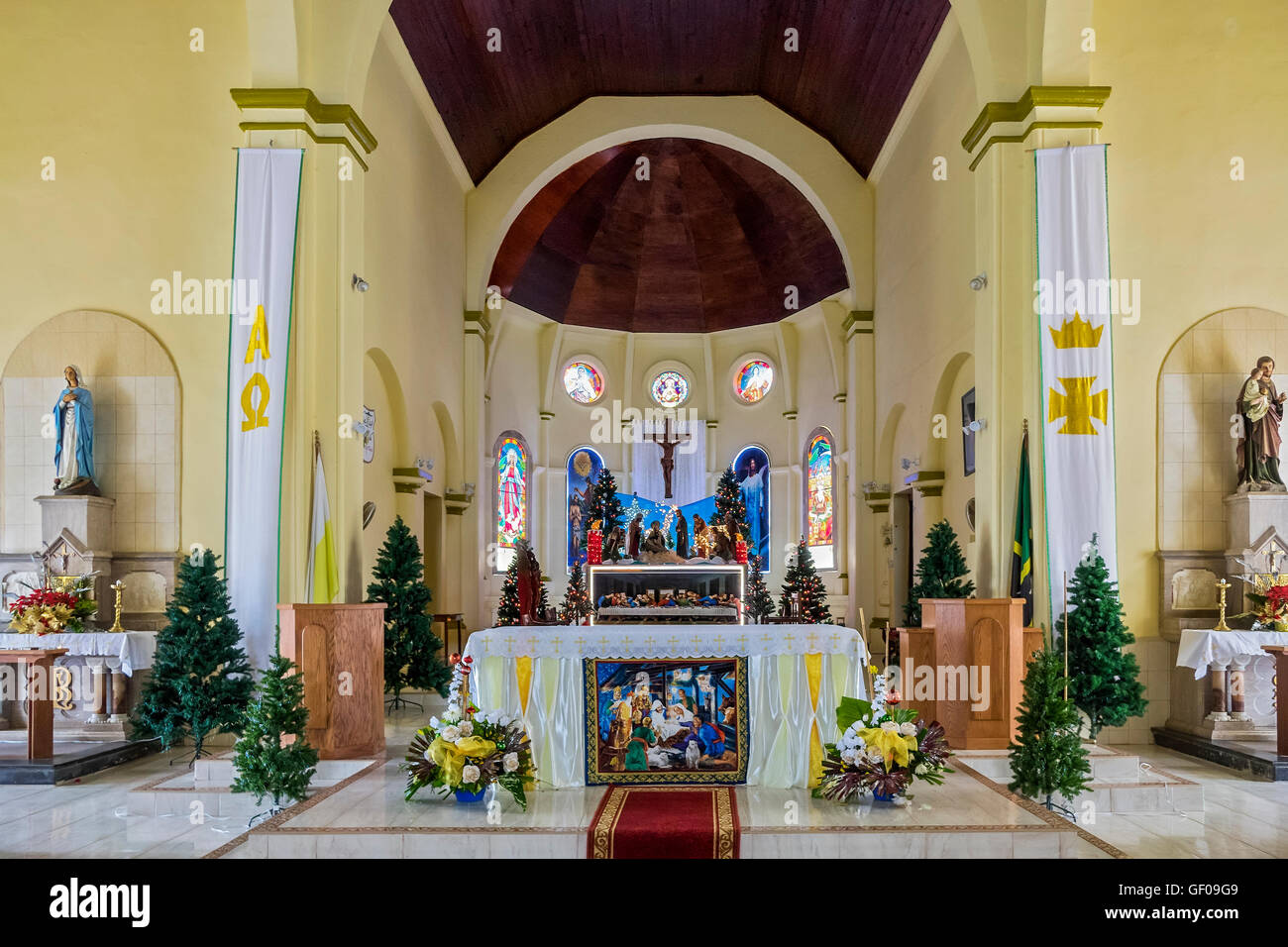 Le decorazioni di Natale presso la Cattedrale Basseterre St Kitts West Indies Foto Stock