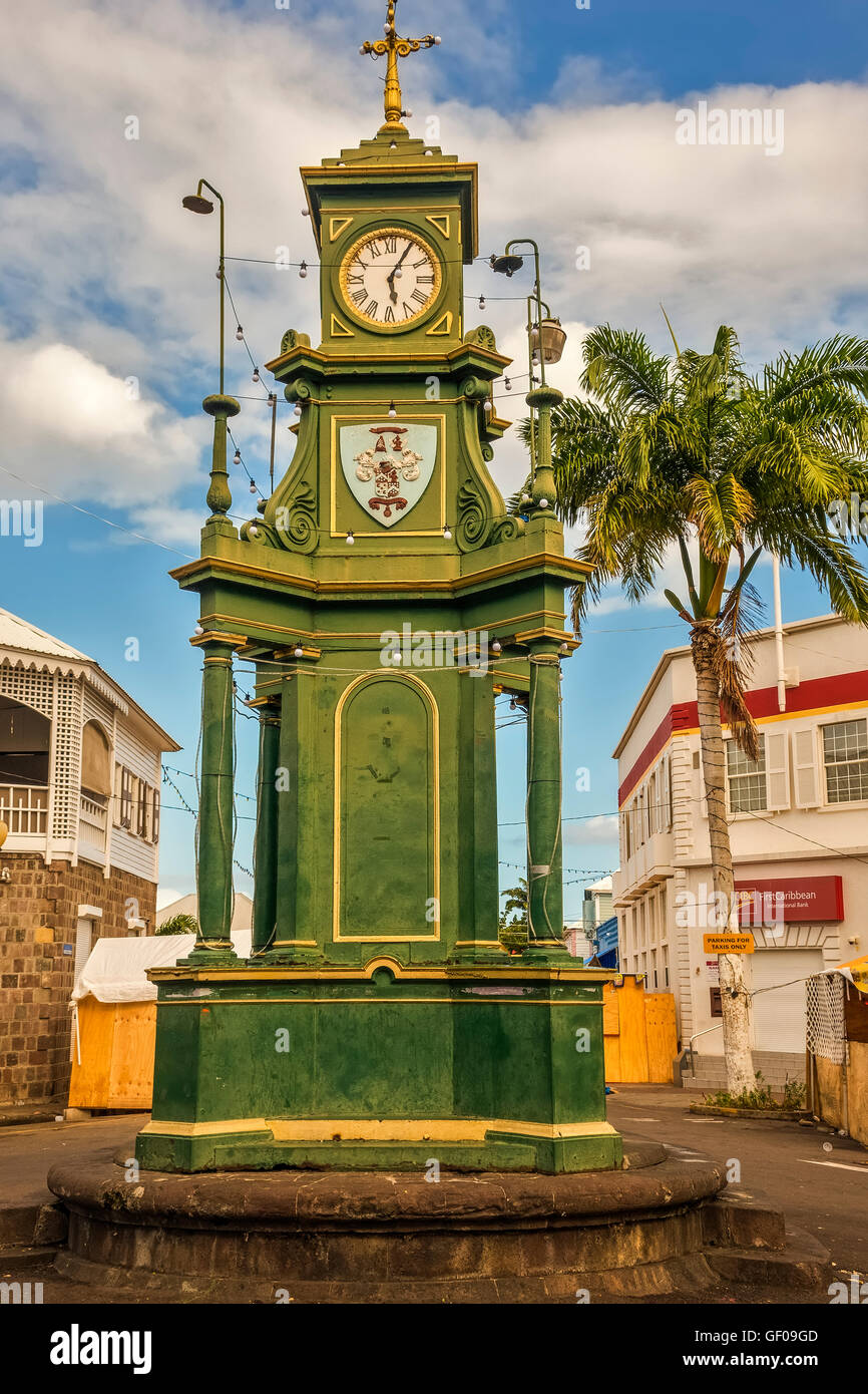 Torre dell Orologio Basseterre St Kitts West Indies Foto Stock