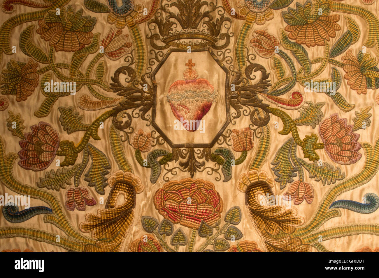 Sacro Cuore arazzo, la Missione di San Antonio de padova, Monterey County, Fort Hunter Liggett militare prenotazione, California Foto Stock