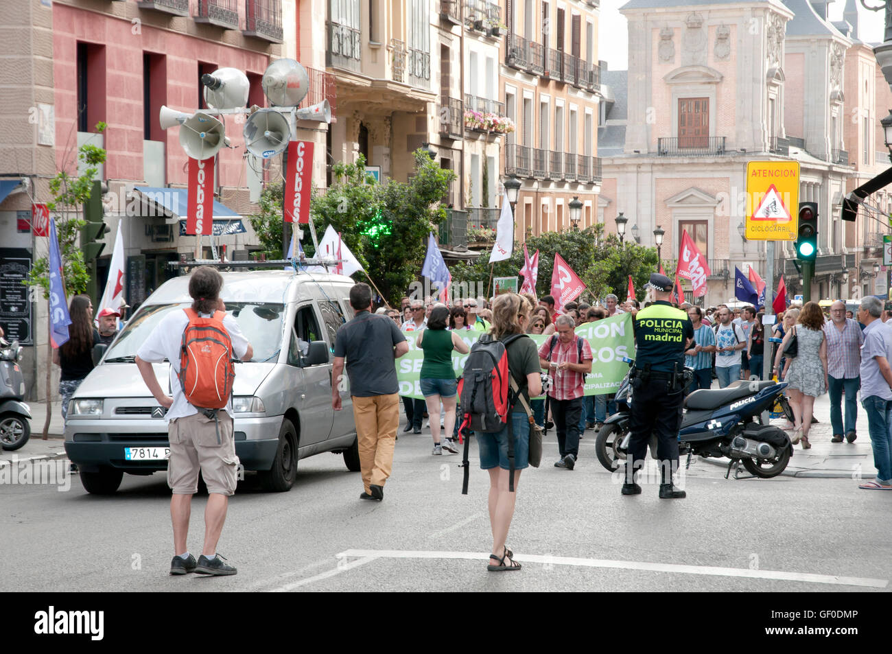 Protesta sui servizi pubblici - Madrid - Spagna Foto Stock