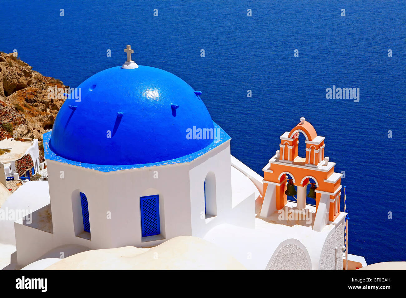 Chiesa a Santorini , isole Cicladi, Grecia Foto Stock