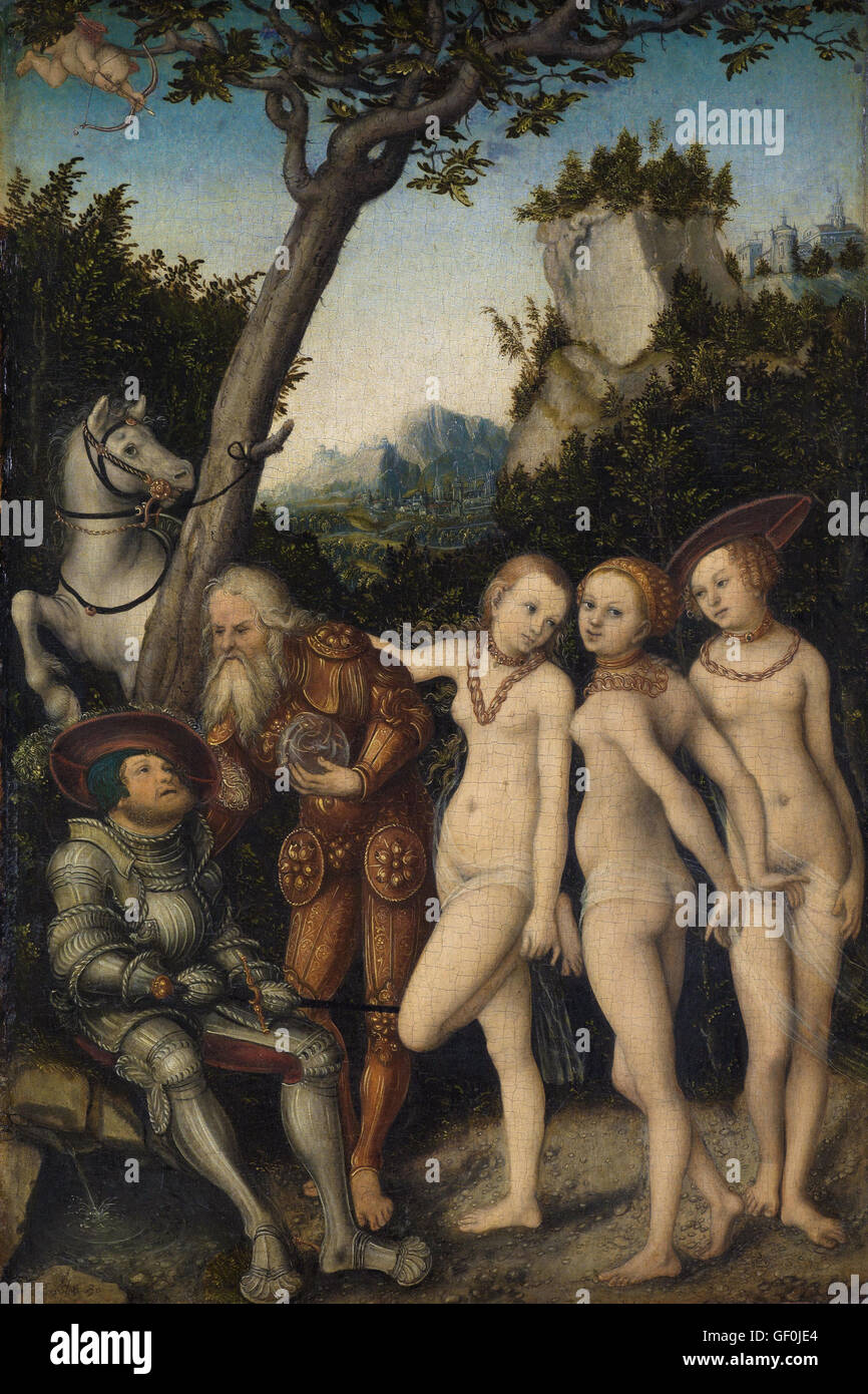 Lucas Cranach d.Ä. - Das Urteil des Paris (Kunsthalle di Karlsruhe) Foto Stock