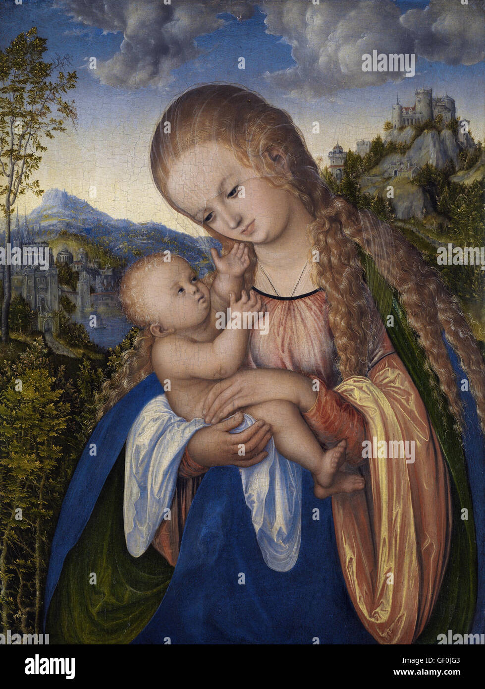 Lucas Cranach d.Ä. - Madonna mit tipo (Karlsruhe, Kunsthalle) Foto Stock