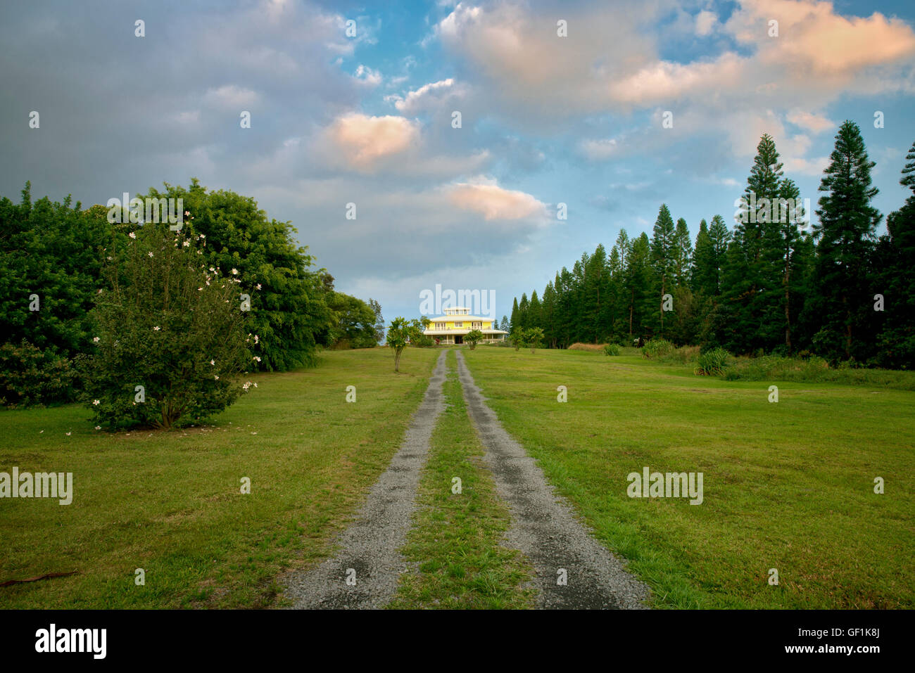 Kalaekilohana bed and breakfast. con il trasporto su strada. Hawaii, (Big Island) Foto Stock