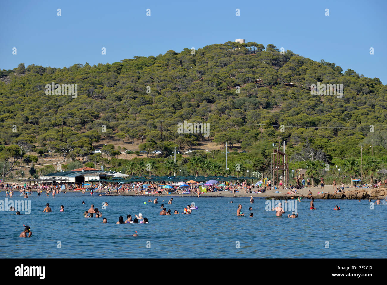 Megalo Kavouri beach a Atene, Grecia Foto Stock