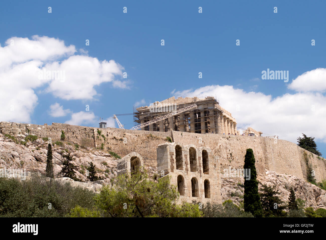 Tempio Partenone dell'Acropoli di Atene, Grecia Foto Stock