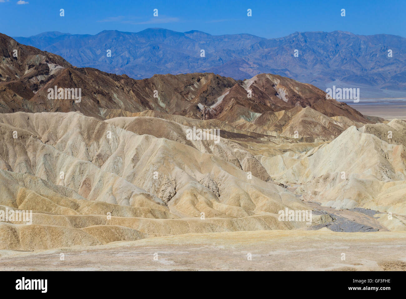 Vista da Zabriskie Point, California, USA. Panorama del deserto. Formazioni geologiche. Foto Stock