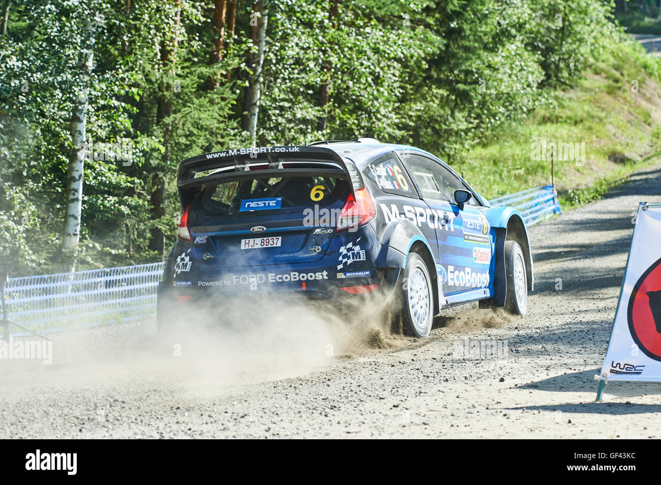 Jyväskylä, Finlandia. 29 Luglio, 2016. Eric Camilli di Francia e Benjamin Veillas della Francia in azione durante la SS6 di Neste Rally Finlandia 2016 nella loro Ford Fiesta RS WRC del team M-Sport World Rally Team sulla luglio 29, 2016 a Jyväskylä, Finlandia Foto Stock