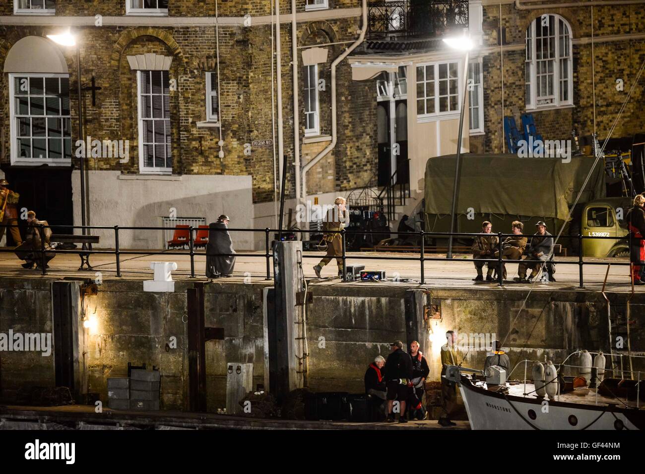 Porto di Weymouth Dorset, Regno Unito. 28 Luglio, 2016. Le riprese di Dunkerque a Weymouth Harbour nel Dorset. Credito Foto: Graham Hunt/Alamy Live News Foto Stock