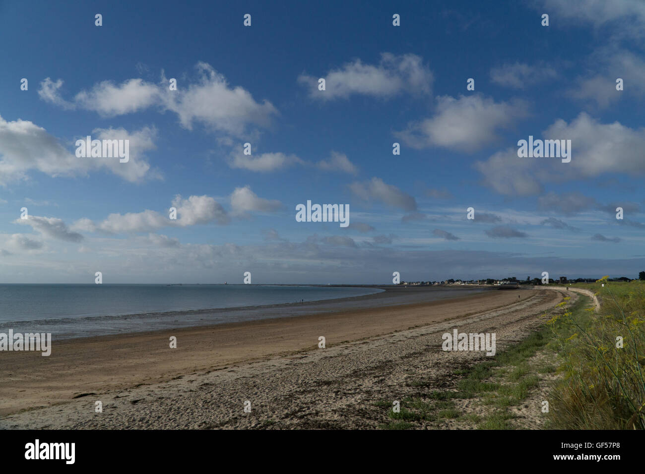 Vista panoramica della Royal Bay di grouville,Jersey,Isole del Canale, Foto Stock