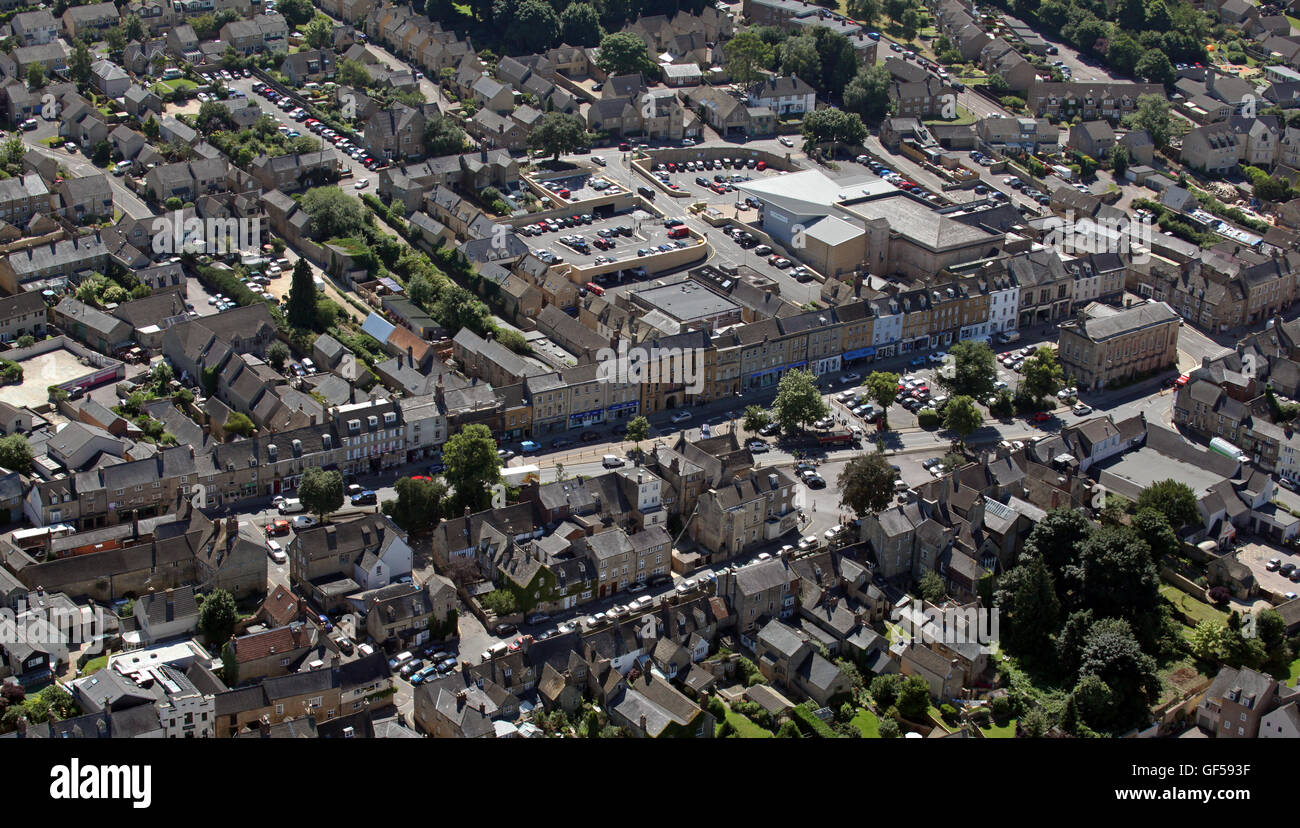 Vista aerea di Chipping Norton Town Center, Oxfordshire, Regno Unito Foto Stock