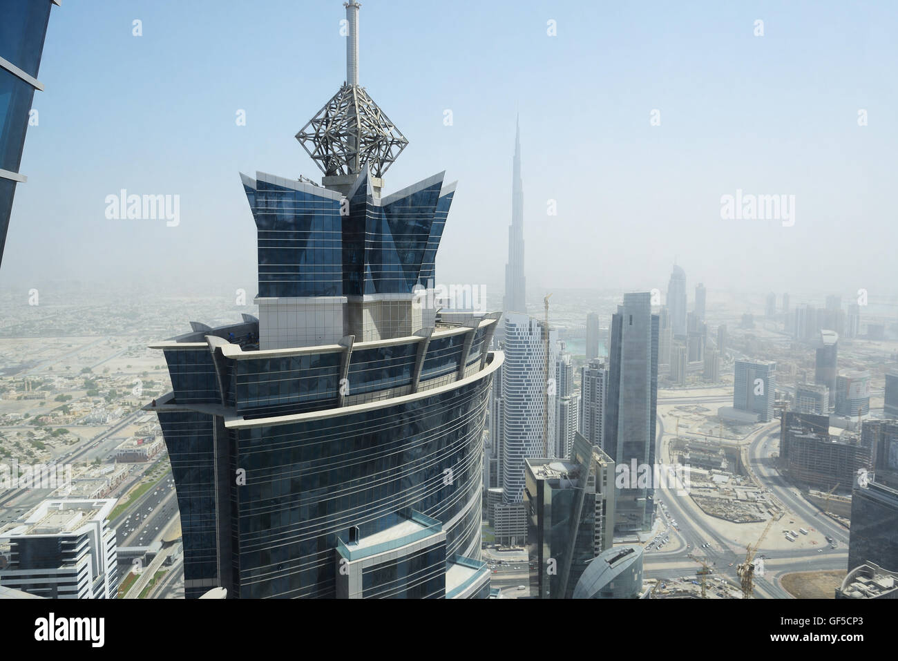 La vista sul paesaggio urbano di Dubai, Emirati Arabi Uniti Foto Stock