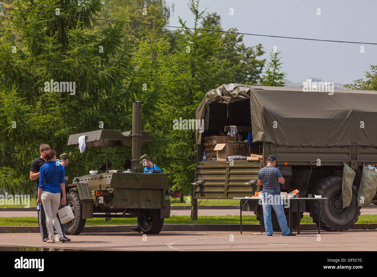 Campo militare cucina, Mosca, Russia Foto Stock