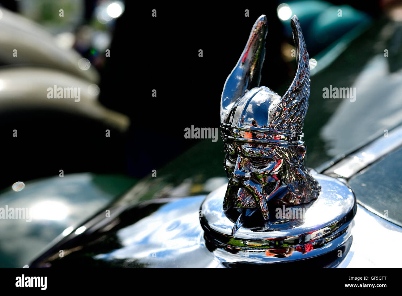 Ornamento del cofano di un auto classica Foto Stock