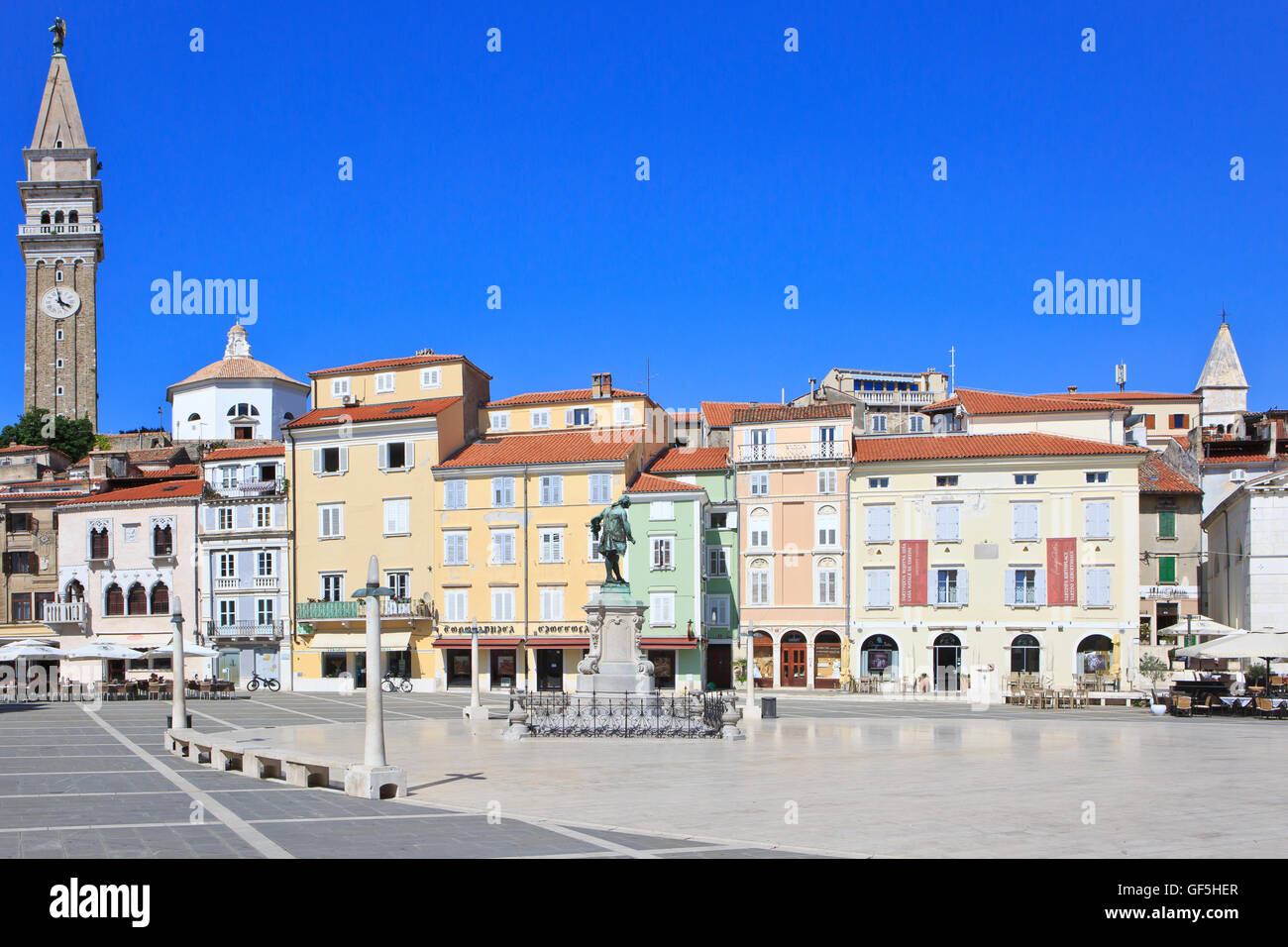 Tartini Square nella città medievale di pirano, Slovenia Foto Stock