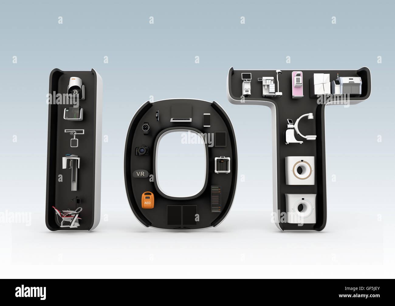 Sistema medicale per la formazione acustica di immagini, apparecchiature dentali in parola IoT. Concetto IoT per uso medico Foto Stock