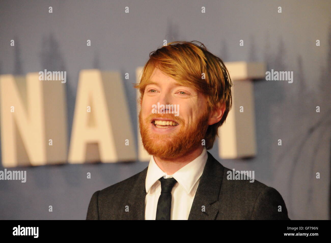 L'attore di Hollywood Domnhall Gleeson, al London film premiere del Revenant. Foto Stock