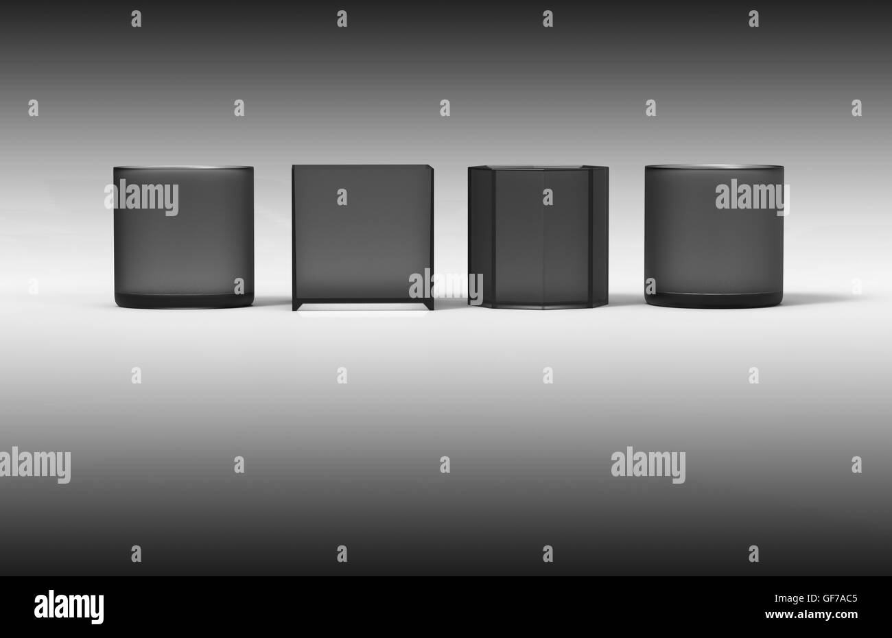 Il set di vetri trasparenti calici con un bel colore di sfondo Foto Stock