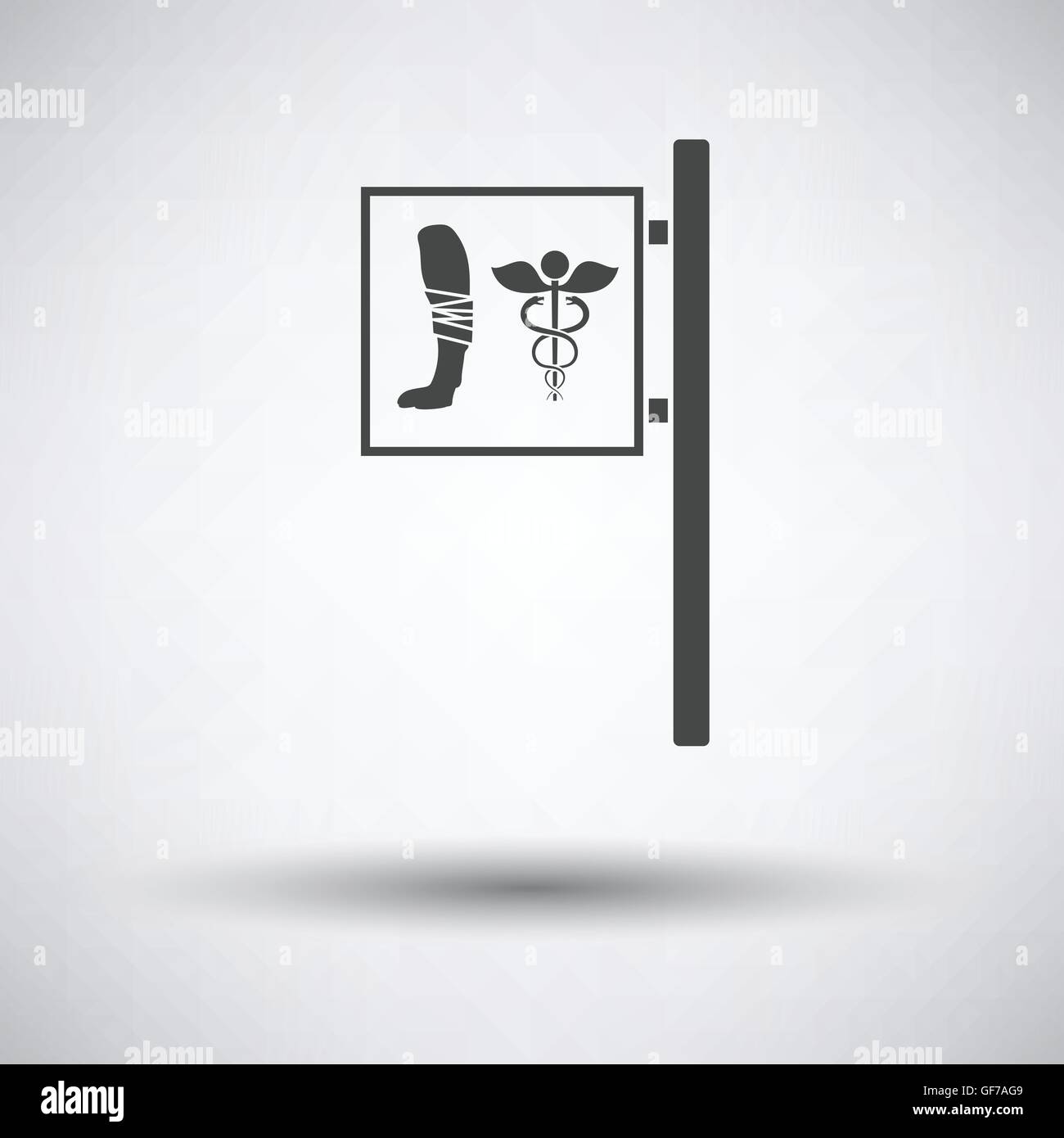 Ambulatorio veterinario icona su sfondo grigio con round ombra. Illustrazione Vettoriale. Illustrazione Vettoriale