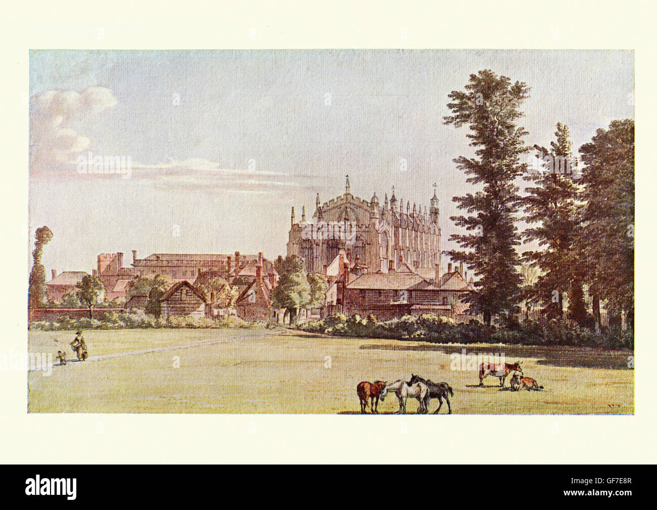 A sud-ovest vista di Eton College, dopo l'acquerello da Paul Sandby una mappa in inglese-maker girato pittore paesaggista in acquerelli Foto Stock