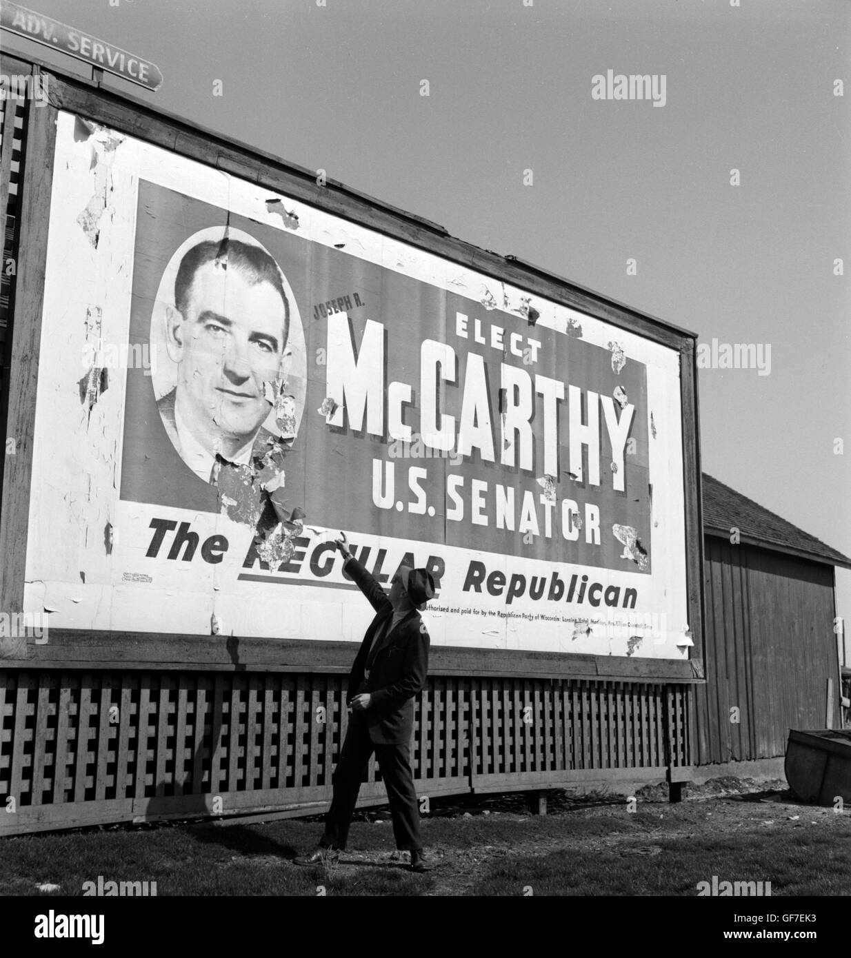 Billboard in Wisconsin per il senatore Joe McCarthy, 1948 Foto Stock