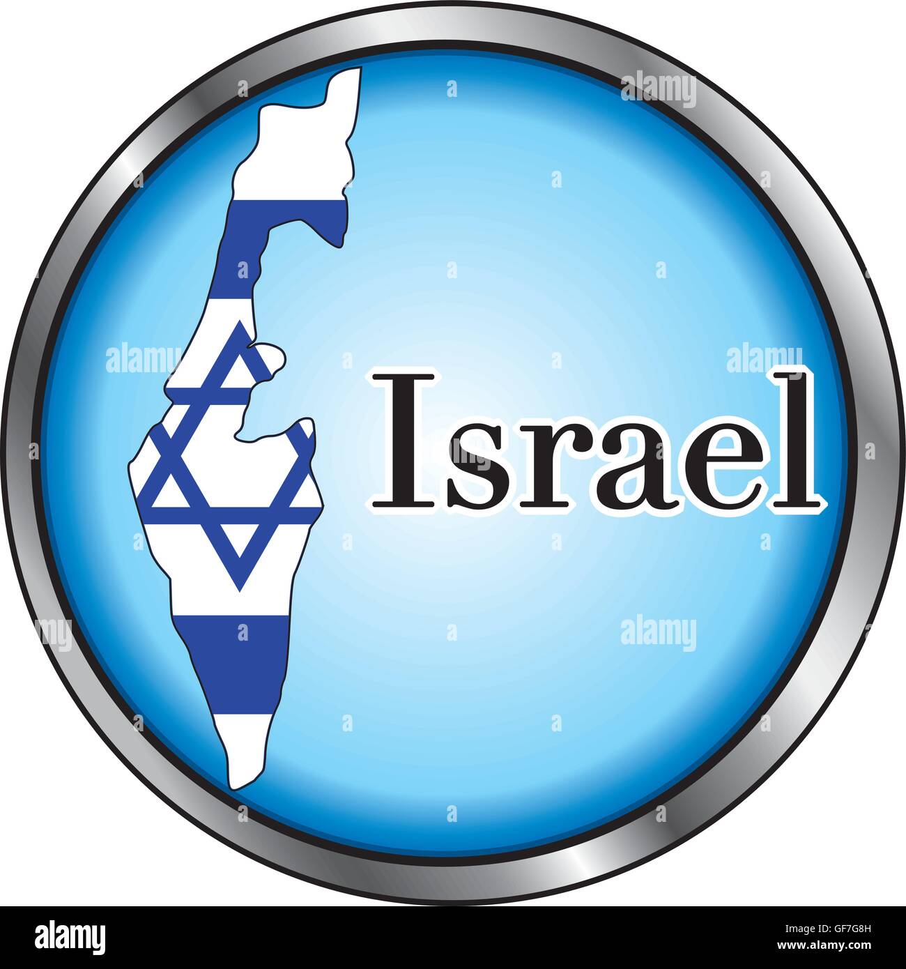 Illustrazione Vettoriale per Israele, tasto rotondo. Illustrazione Vettoriale