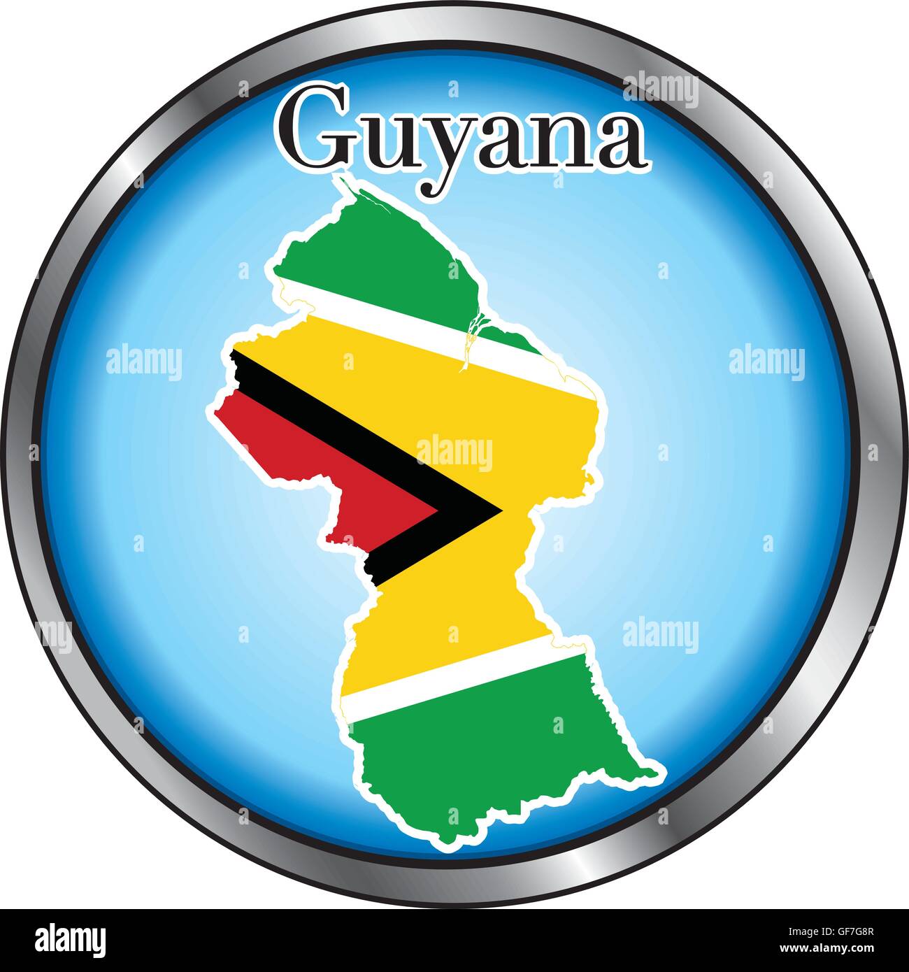 Illustrazione Vettoriale per la Guyana, tasto rotondo. Illustrazione Vettoriale