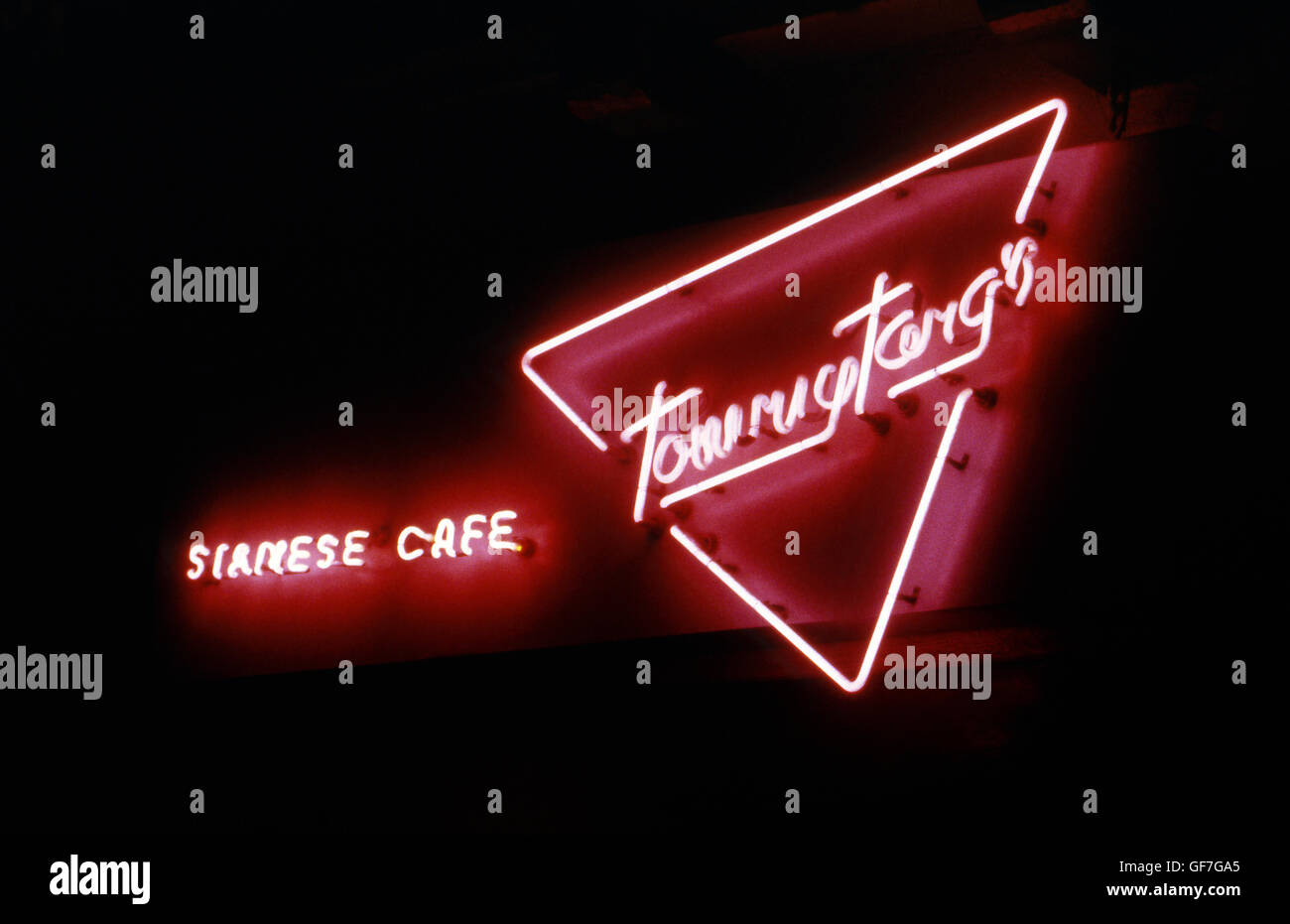 Tommy Tang's ristorante insegna al neon sulla Melrose Avenue circa ottanta Foto Stock