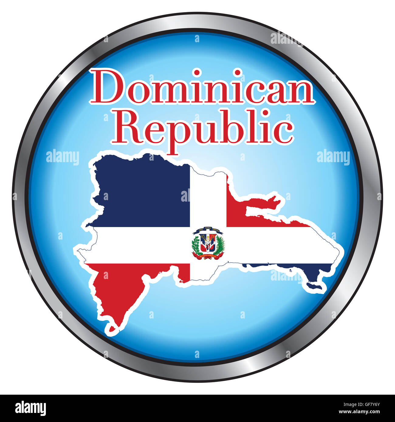 Illustrazione Vettoriale per la Repubblica Dominicana, tasto rotondo. Foto Stock