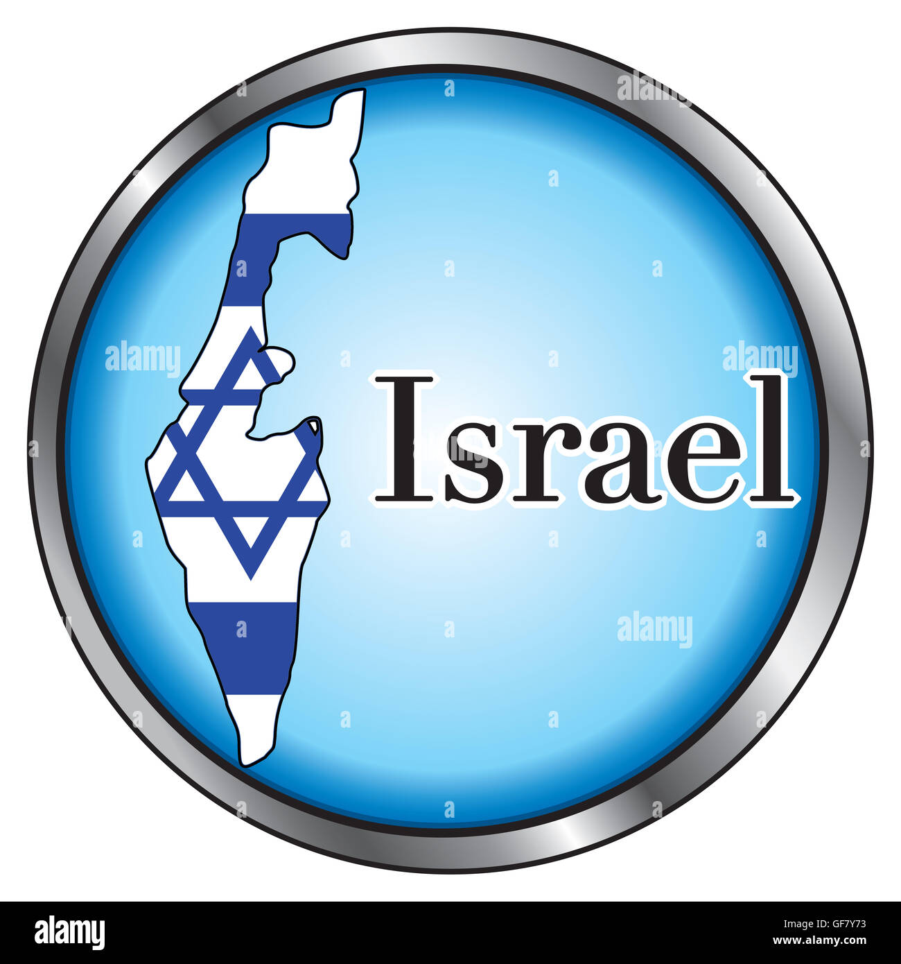Illustrazione Vettoriale per Israele, tasto rotondo. Foto Stock