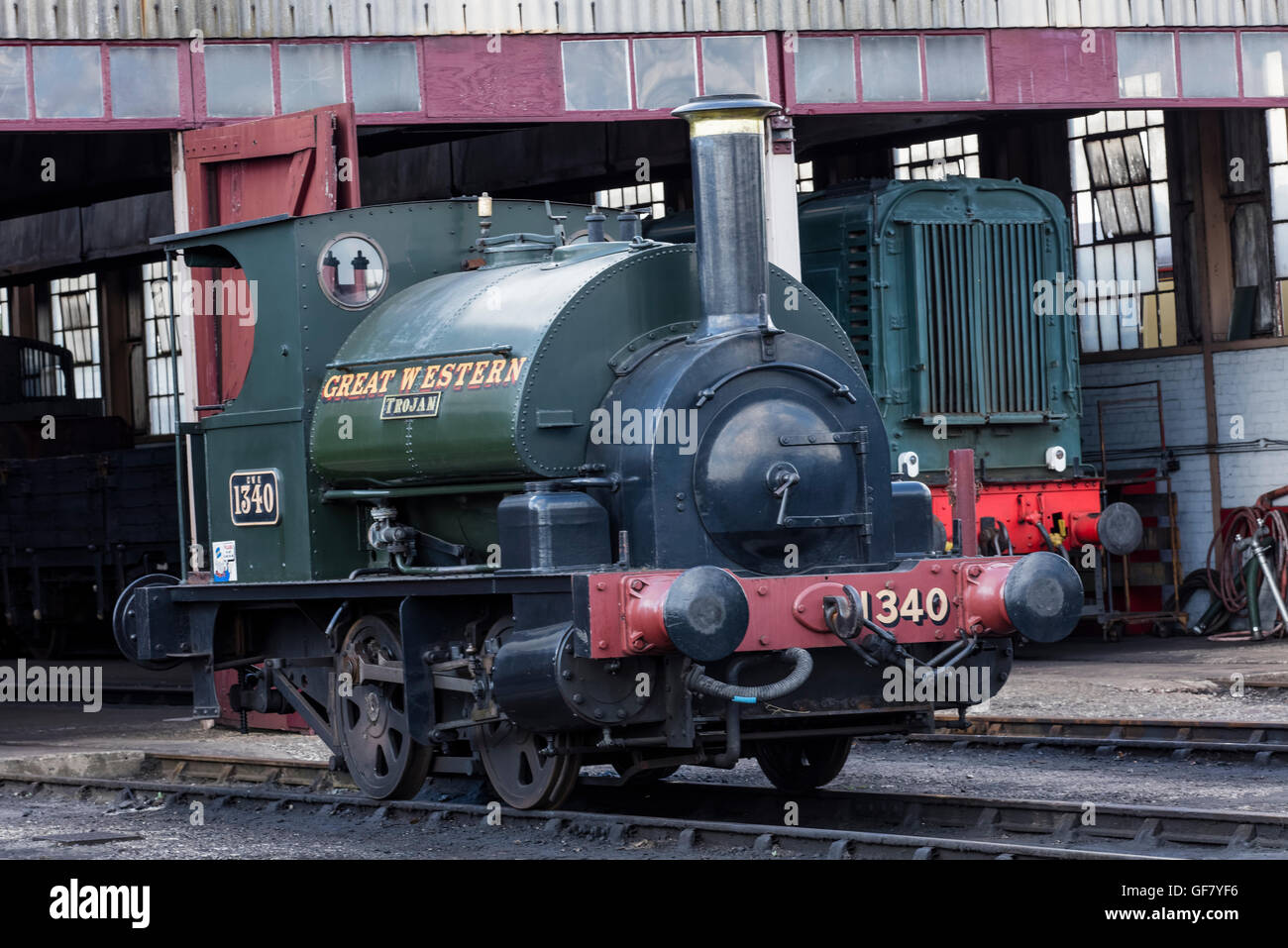 Trojan la Great Western locomotiva a vapore restaurato per uso di lavoro al Didcot Railway Centre in Oxfordshire Foto Stock